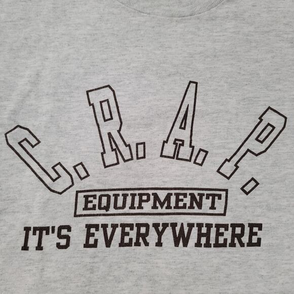 Vintage 90s Funny CRAP Equipment Shirt XL 23x27 Cropped USA - Picture 8 of 14